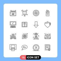 16 Thematic Vector Outlines and Editable Symbols of device computer finance wireless radio Editable Vector Design Elements