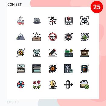 Modern Set of 25 Filled line Flat Colors Pictograph of focus duplicate drum computer design Editable Vector Design Elements