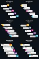 plantilla de diapositiva de presentación del paquete de infografías vectoriales 6 diagramas de ciclo de 5 pasos y líneas de tiempo vector