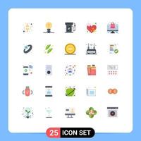 25 User Interface Flat Color Pack of modern Signs and Symbols of shopping bag earth day heart love Editable Vector Design Elements