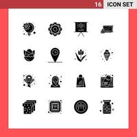 Pictogram Set of 16 Simple Solid Glyphs of chicken login business lock padlock Editable Vector Design Elements