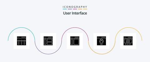 User Interface Glyph 5 Icon Pack Including slider. communication. sidebar. profile vector