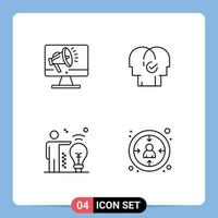 Pack of 4 creative Filledline Flat Colors of speaker selection speaker human man Editable Vector Design Elements