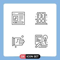 paquete de iconos de vector de stock de 4 signos y símbolos de línea para comunicación música de mano acuerdo de hogar elementos de diseño de vector editables