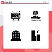 4 Solid Glyph concept for Websites Mobile and Apps ad uk play british thimble Editable Vector Design Elements