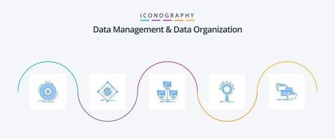 Data Management And Data Organization Blue 5 Icon Pack Including optimization. seo. of. computer. connection vector