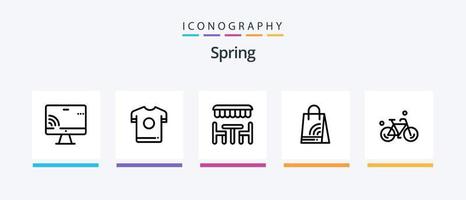 paquete de iconos de la línea de resorte 5 que incluye resorte. flor. primavera. floral. compras. diseño de iconos creativos vector