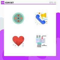 Universal Icon Symbols Group of 4 Modern Flat Icons of fan beat announcement marketing customize Editable Vector Design Elements