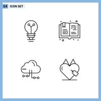 Universal Icon Symbols Group of 4 Modern Filledline Flat Colors of bulb share biochemistry hobbies network Editable Vector Design Elements