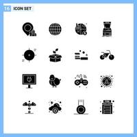 Set of 16 Modern UI Icons Symbols Signs for reticle crosshair money play game Editable Vector Design Elements