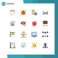 User Interface Pack of 16 Basic Flat Colors of chart smart internet google glass device Editable Pack of Creative Vector Design Elements