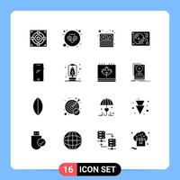 Group of 16 Solid Glyphs Signs and Symbols for android smart phone money phone arts Editable Vector Design Elements