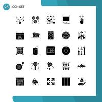 25 User Interface Solid Glyph Pack of modern Signs and Symbols of arrow crowd dollar cinema stethoscope Editable Vector Design Elements