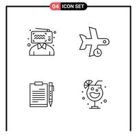 Line Pack of 4 Universal Symbols of blogger document influencer plane clipboard Editable Vector Design Elements