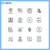Universal Icon Symbols Group of 16 Modern Outlines of safe coins dollar business money Editable Vector Design Elements