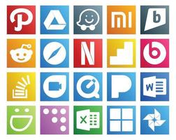 20 Social Media Icon Pack Including pandora google duo netflix overflow question vector