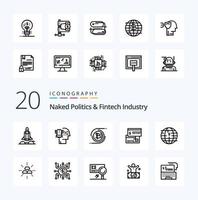 20 Naked Politics And Fintech Industry Line icon Pack like direct credit bitcoins card decentralized vector