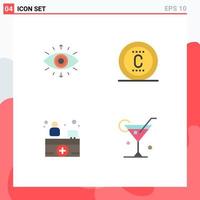 Mobile Interface Flat Icon Set of 4 Pictograms of eye hospital receptionist member seo glass Editable Vector Design Elements