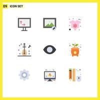 9 User Interface Flat Color Pack of modern Signs and Symbols of cost vision newborn human eye Editable Vector Design Elements