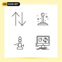 Stock Vector Icon Pack of 4 Line Signs and Symbols for arrow science control fire update Editable Vector Design Elements