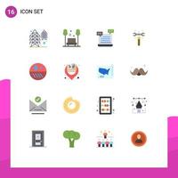 16 Universal Flat Colors Set for Web and Mobile Applications screw gear travel setting shopping Editable Pack of Creative Vector Design Elements