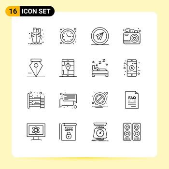 16 Outline concept for Websites Mobile and Apps anchor love airplane image paper plane Editable Vector Design Elements