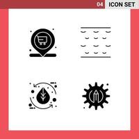 Pack of 4 Modern Solid Glyphs Signs and Symbols for Web Print Media such as market environment cart waves nature Editable Vector Design Elements