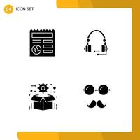 Pictogram Set of 4 Simple Solid Glyphs of basic help ui communication box Editable Vector Design Elements