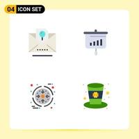 conjunto de 4 iconos planos vectoriales en cuadrícula para procesamiento de ventas de fiestas de negocios de sobres elementos de diseño vectorial editables vector