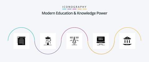 Modern Education And Knowledge Power Glyph 5 Icon Pack Including school . education. calipers. arrow. laptop vector