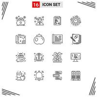 Set of 16 Vector Outlines on Grid for productivity management money efficiency report Editable Vector Design Elements