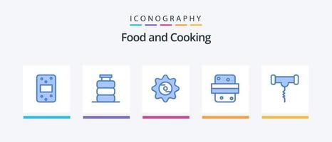 Paquete de 5 iconos de comida azul que incluye bebida. bebida. botella. cena. desayuno. diseño de iconos creativos vector