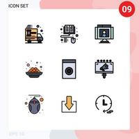 conjunto de 9 iconos de interfaz de usuario modernos signos de símbolos para electrodomésticos kanji call india webcam elementos de diseño vectorial editables vector