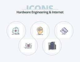 Hardware Engineering And Internet Line Filled Icon Pack 5 Icon Design. house. automation. network. engineering. circuit vector
