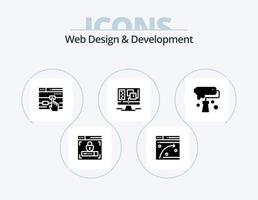 Web Design And Development Glyph Icon Pack 5 Icon Design. window . computer . hosting. touch vector