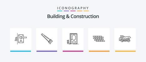 paquete de iconos de la línea 5 de construcción y construcción que incluye el interior. loseta. construyendo sugerencia. idea. diseño de iconos creativos vector