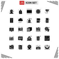 Modern Set of 25 Solid Glyphs Pictograph of celebration microchip cover hardware vertical Editable Vector Design Elements