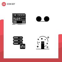 Universal Icon Symbols Group of 4 Modern Solid Glyphs of audio security rackmount message magic Editable Vector Design Elements