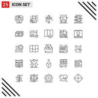 conjunto moderno de 25 líneas y símbolos, como el cuadro de celebración mágica, elementos de diseño de vectores editables regulares