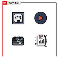 4 Universal Filledline Flat Colors Set for Web and Mobile Applications card annual letter camera quarterly Editable Vector Design Elements