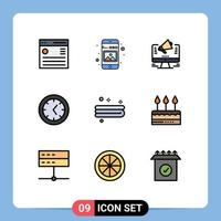 Group of 9 Filledline Flat Colors Signs and Symbols for clean tools phone offer web Editable Vector Design Elements