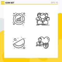 Pack of 4 Modern Filledline Flat Colors Signs and Symbols for Web Print Media such as analytics food analysis people india Editable Vector Design Elements