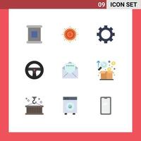 Modern Set of 9 Flat Colors and symbols such as document vehicles spend steering set Editable Vector Design Elements