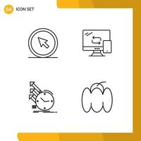 Mobile Interface Line Set of 4 Pictograms of click detection point mobile of Editable Vector Design Elements