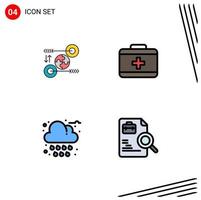 4 Thematic Vector Filledline Flat Colors and Editable Symbols of puzzle cloud marketing healthcare weather Editable Vector Design Elements