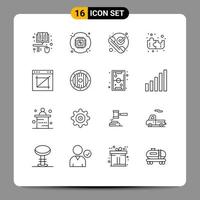 16 User Interface Outline Pack of modern Signs and Symbols of image crop app checked strategy education Editable Vector Design Elements