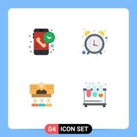 4 User Interface Flat Icon Pack of modern Signs and Symbols of call office receiver alarm clock business Editable Vector Design Elements