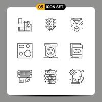 Modern Set of 9 Outlines Pictograph of halloween products print plate devices Editable Vector Design Elements