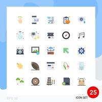 Modern Set of 25 Flat Colors Pictograph of document archive phone smart internet Editable Vector Design Elements