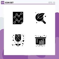 4 Universal Solid Glyphs Set for Web and Mobile Applications analytics search paper green love Editable Vector Design Elements